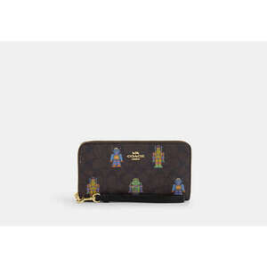Cosmic Coach Long Zip Around Wallet In Signature Canvas With Robot Print
